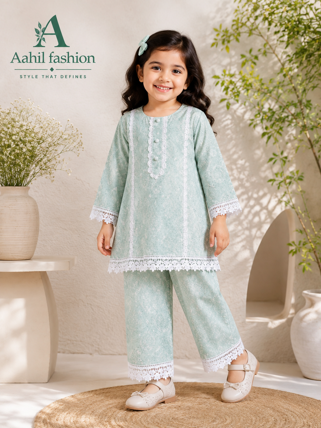 Mint Lace Elegance Girls Dress MG